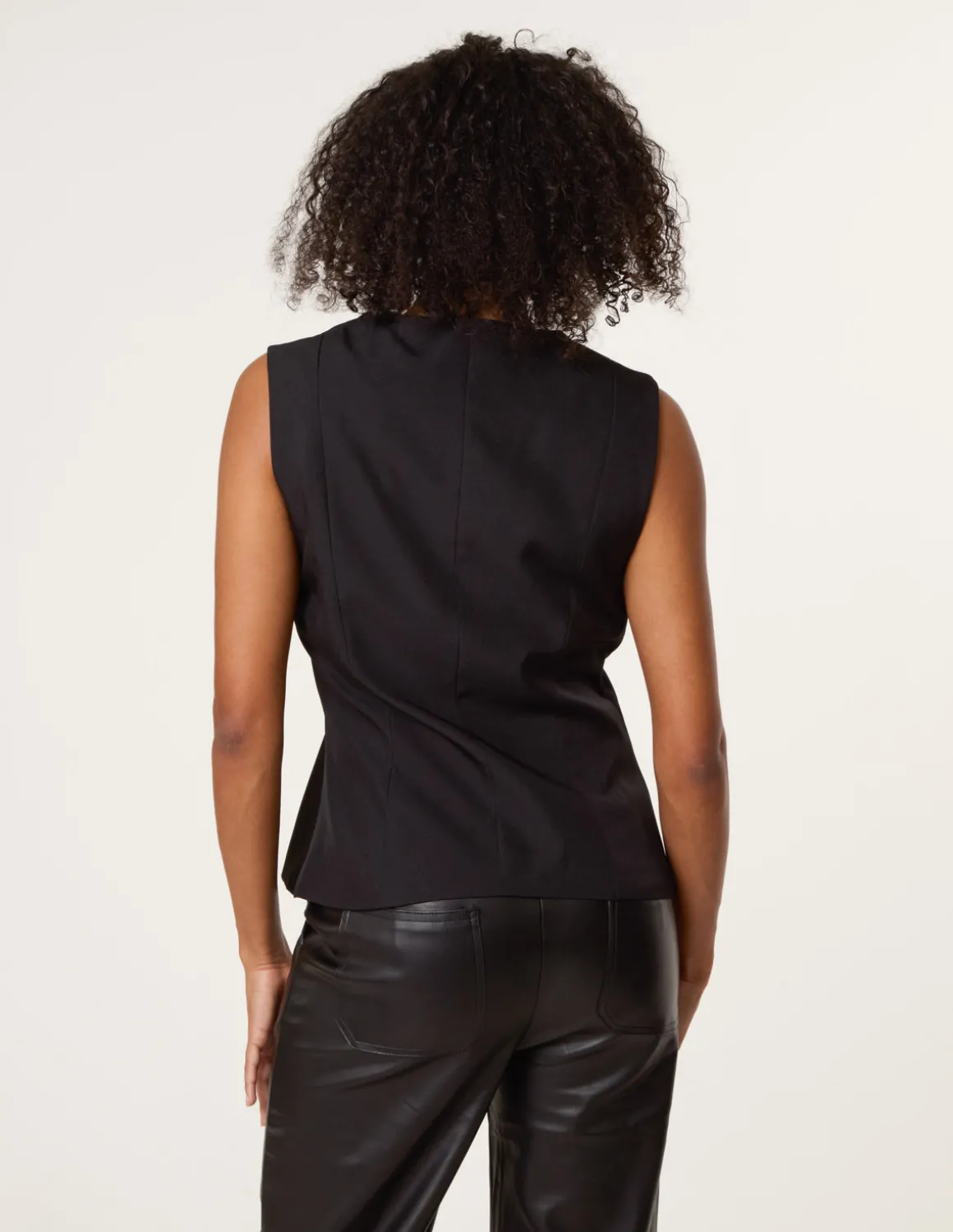 Tailored Flower Button Front Sleeveless Vest
