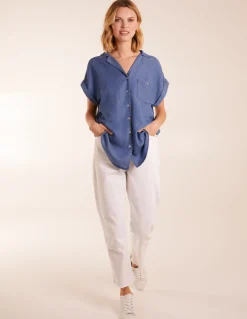Tencel Button Down Pocket Top