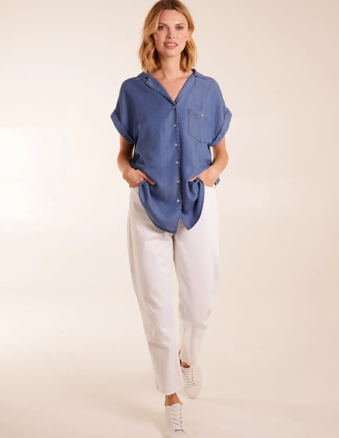 Tencel Button Down Pocket Top