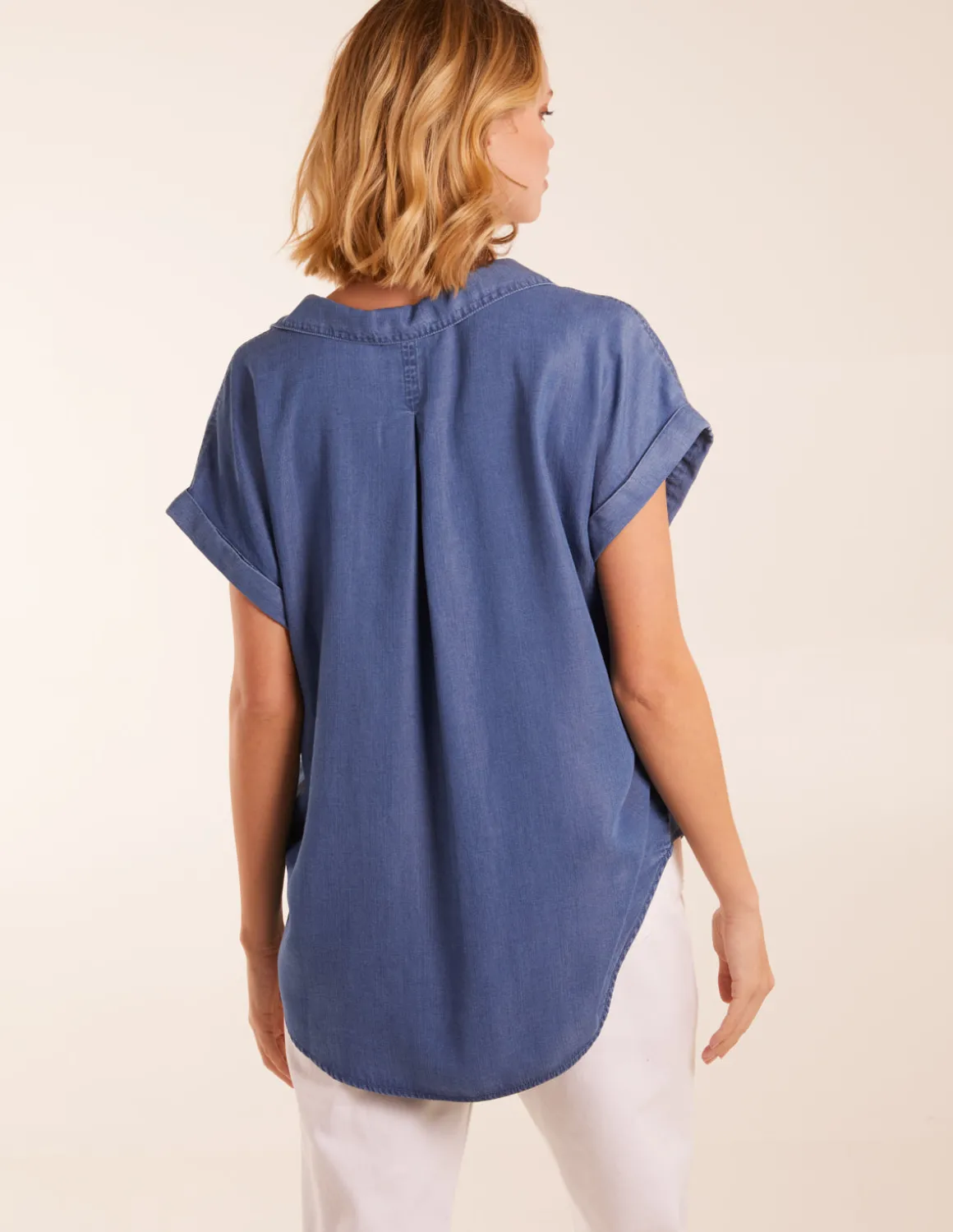 Tencel Button Down Pocket Top