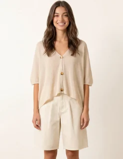 Thin Knit Button Front Boxy Cardigan