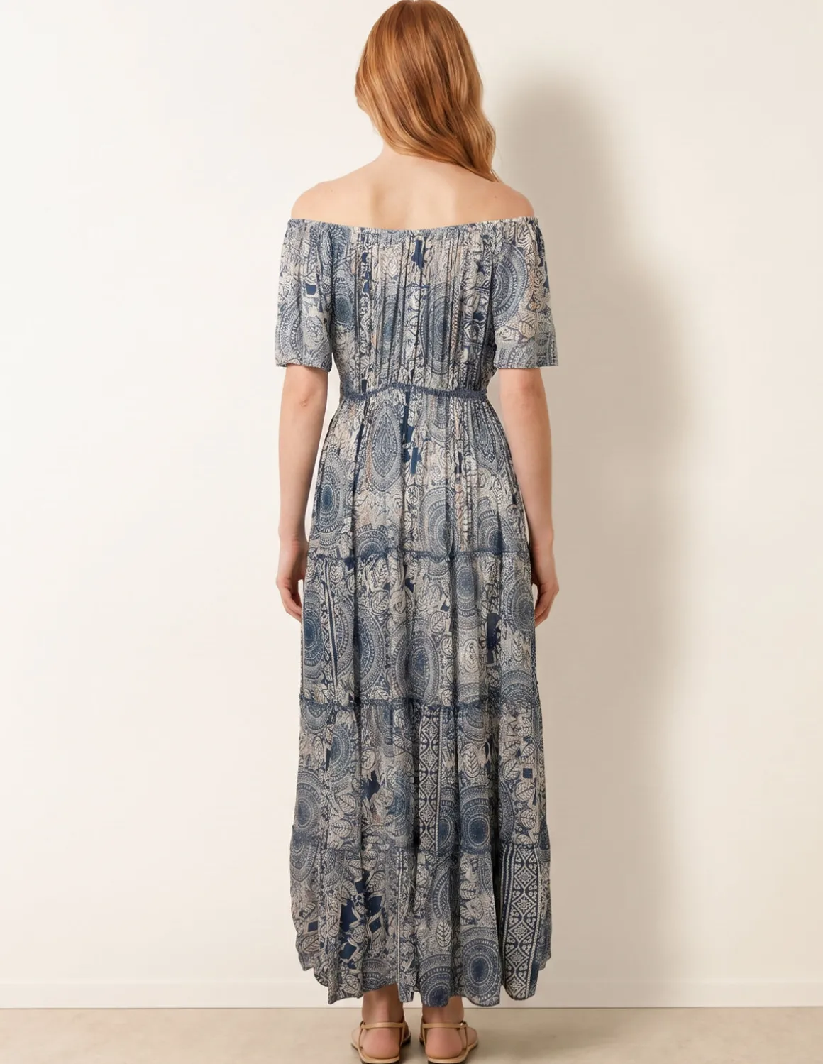 Tie Front Bardot Maxi Dress