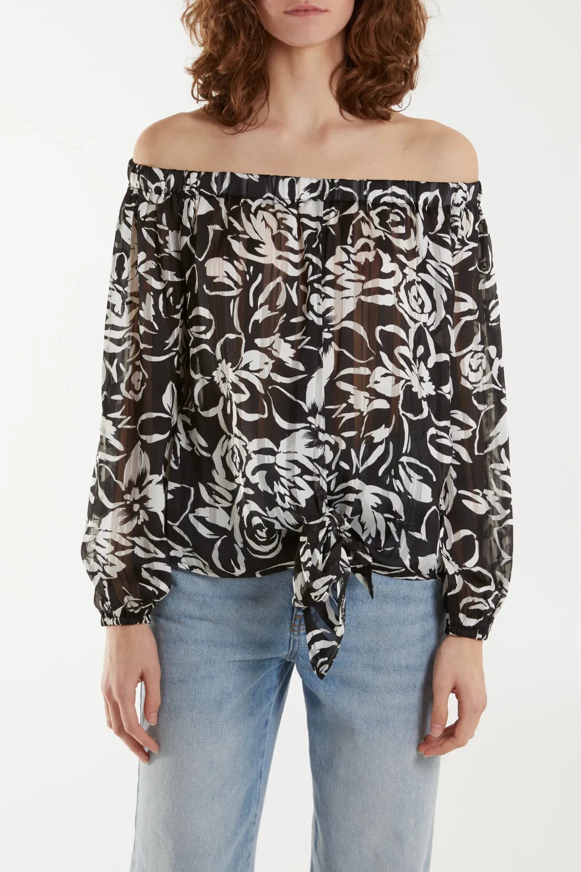 Tie Front Bardot Top