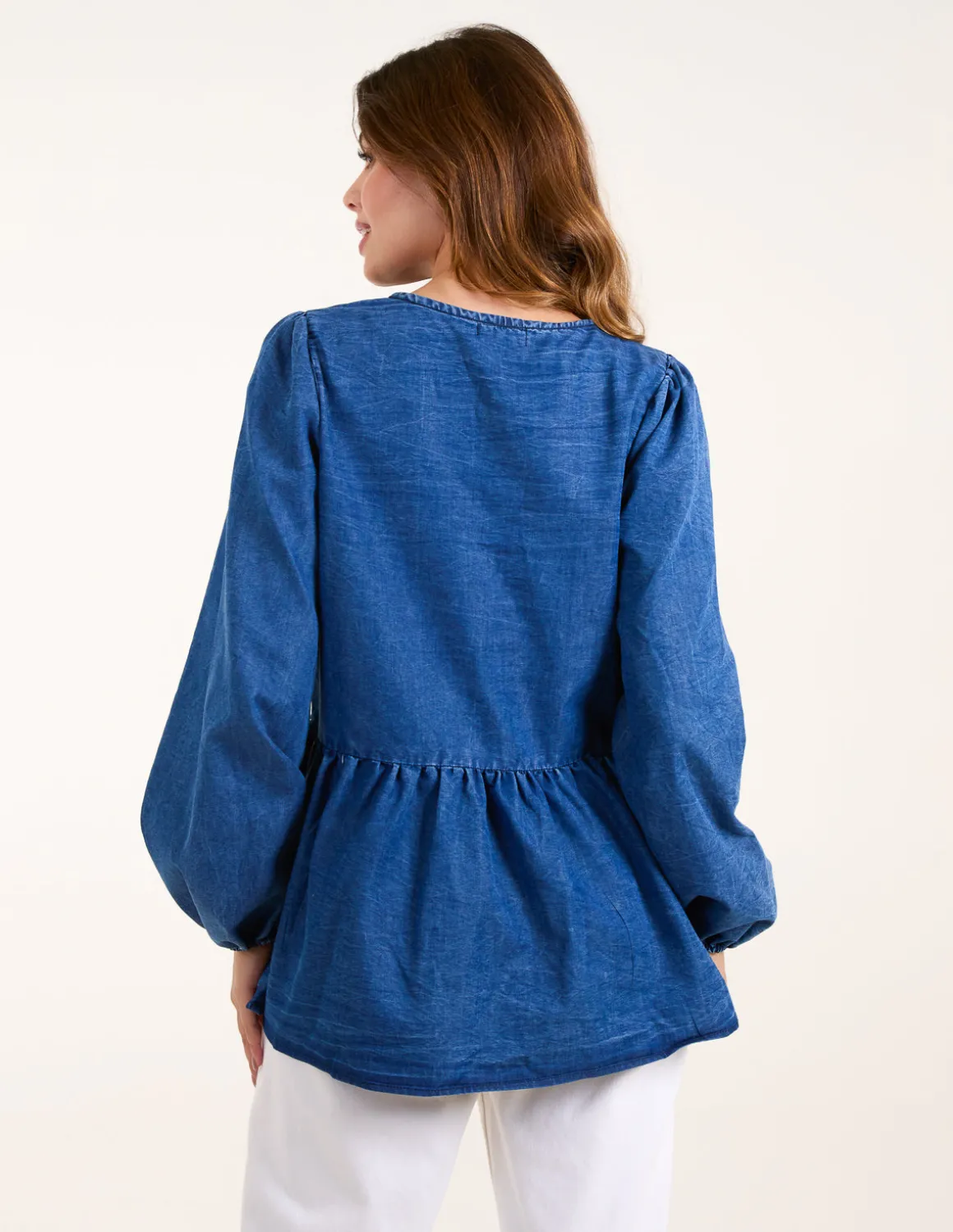 Tie Front Chambray Blouse
