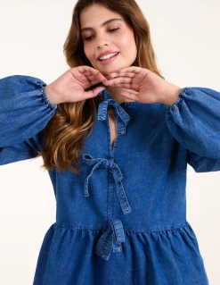 Tie Front Chambray Blouse