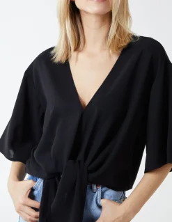 Tie Front Oversized Batwing Top