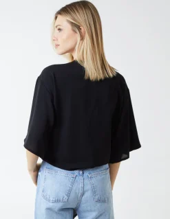 Tie Front Oversized Batwing Top