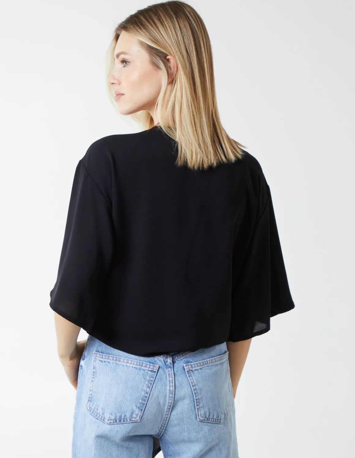 Tie Front Oversized Batwing Top