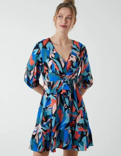 Tie Front 3/4 Sleeve Dress