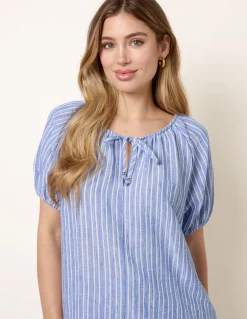 Tie Front Stripe Blouse