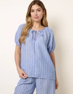 Tie Front Stripe Blouse