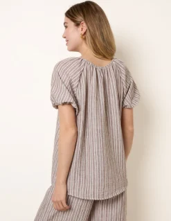 Tie Front Stripe Blouse