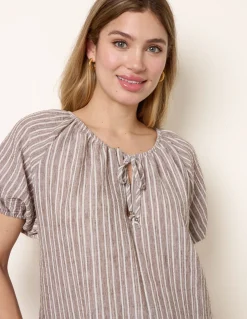 Tie Front Stripe Blouse