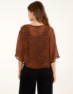 Tie Front V Neck Blouse