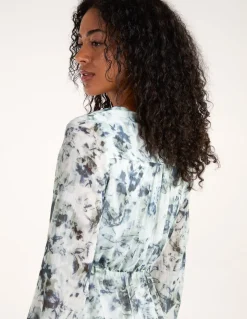Tie Front Watercolour Mini Dress