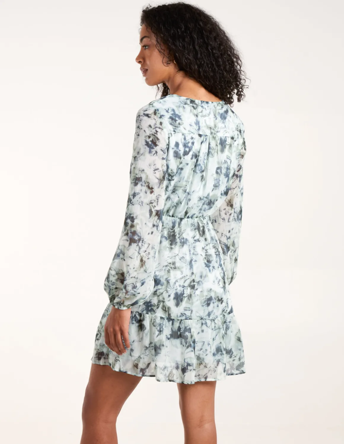 Tie Front Watercolour Mini Dress