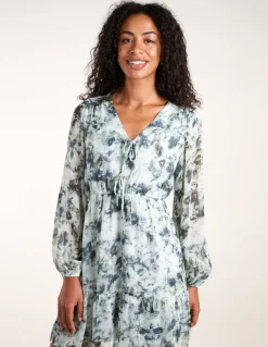 Tie Front Watercolour Mini Dress