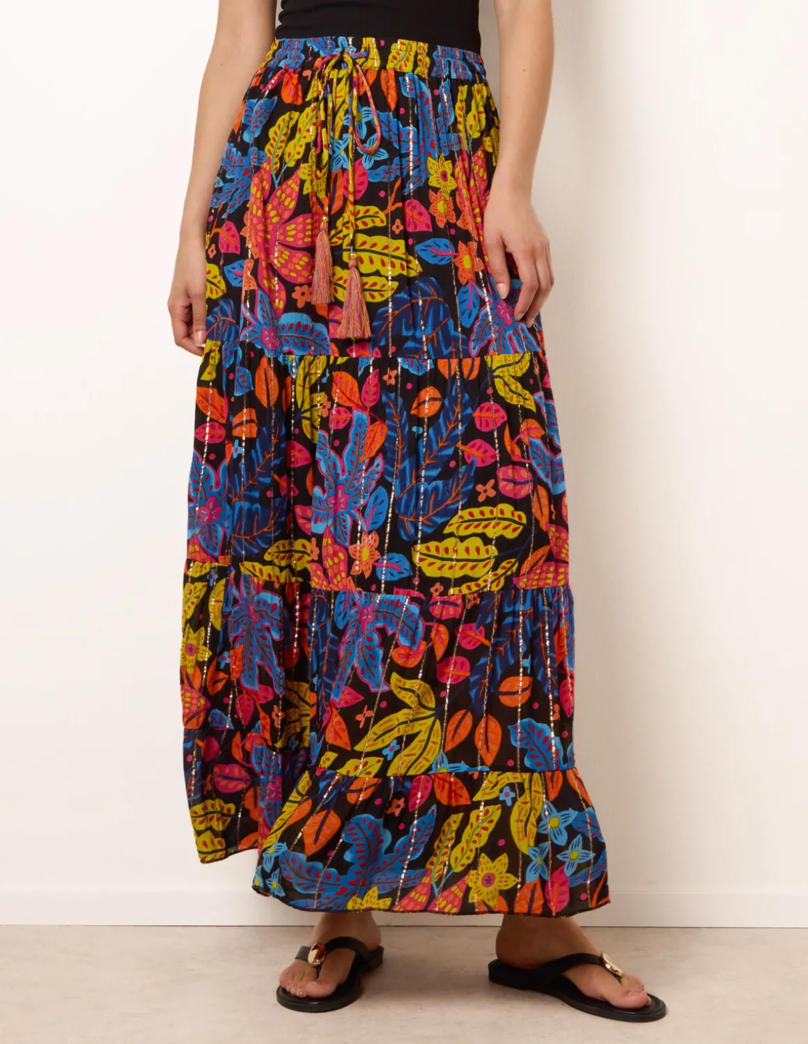 Tiered Bright Maxi Skirt