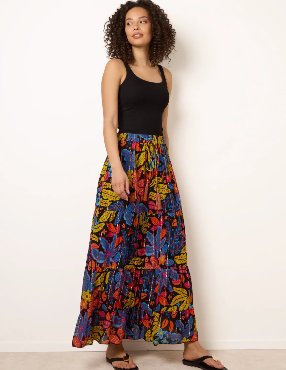 Tiered Bright Maxi Skirt