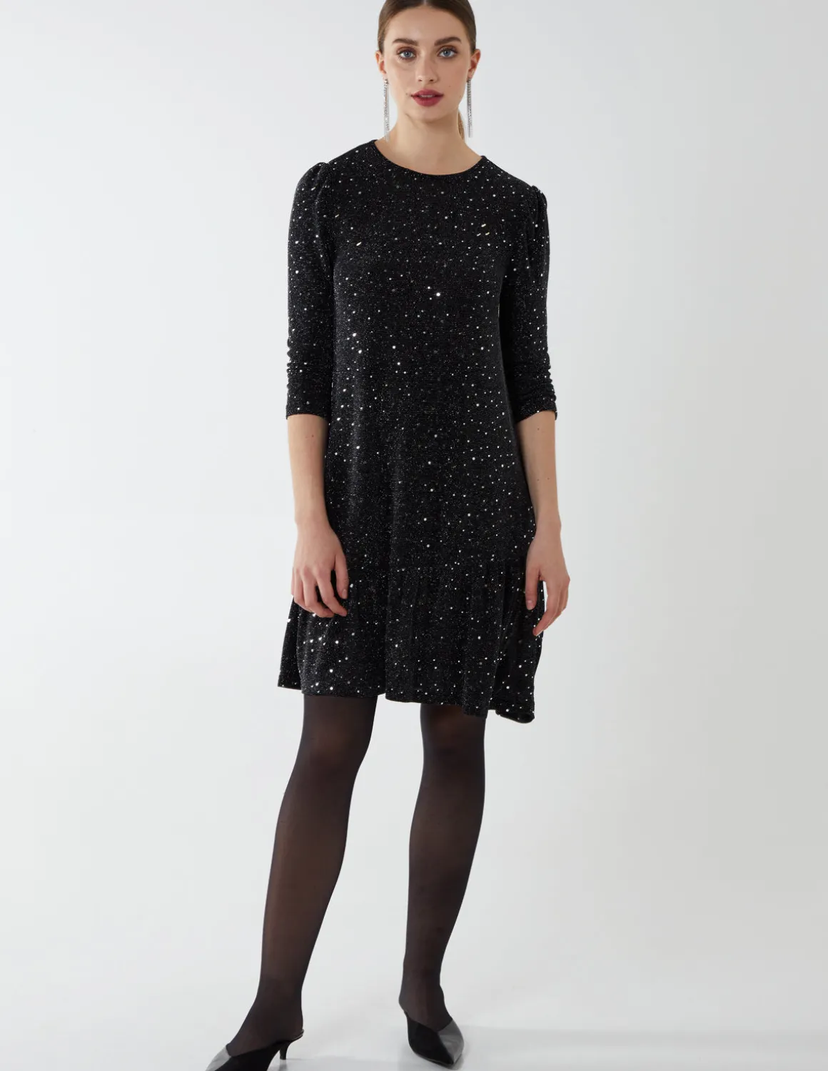 Tiered Hem Smock Midi Dress