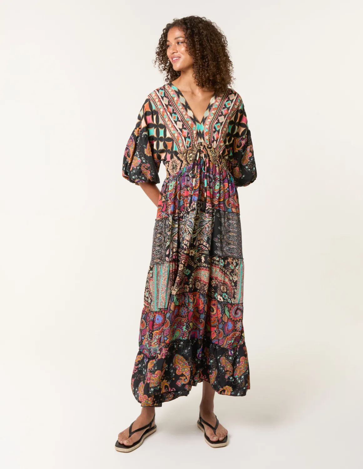 Tiered V Neck Dress