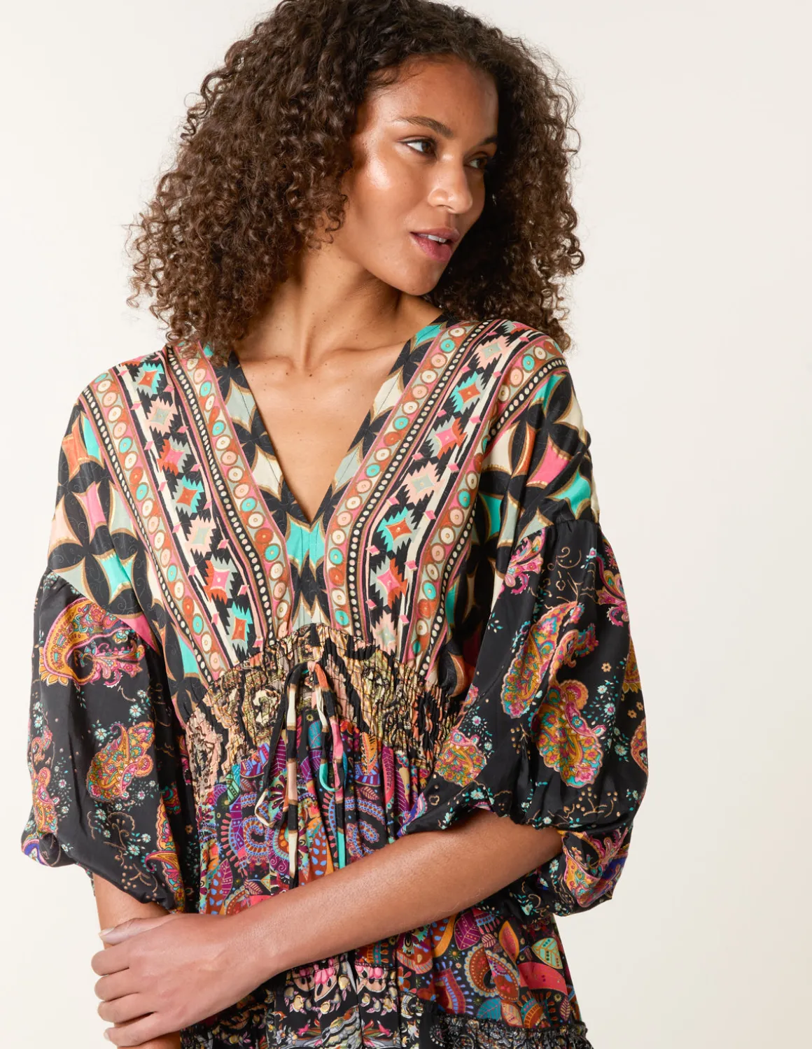 Tiered V Neck Dress