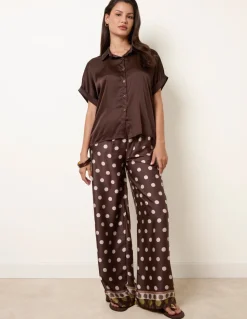 Tie Shirt Polka Dot Trouser Set