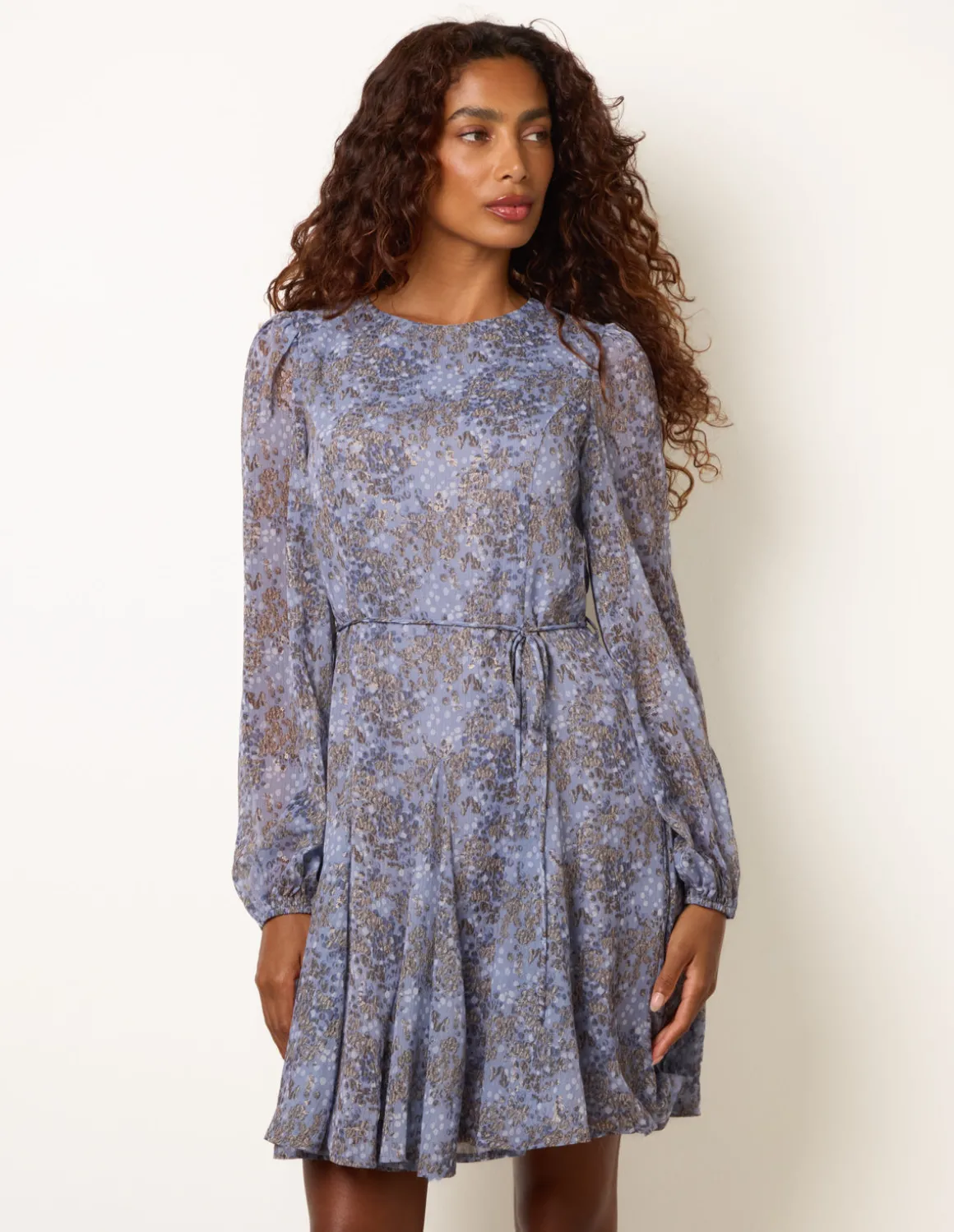 Tie Waist Godet Mini Dress