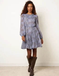 Tie Waist Godet Mini Dress