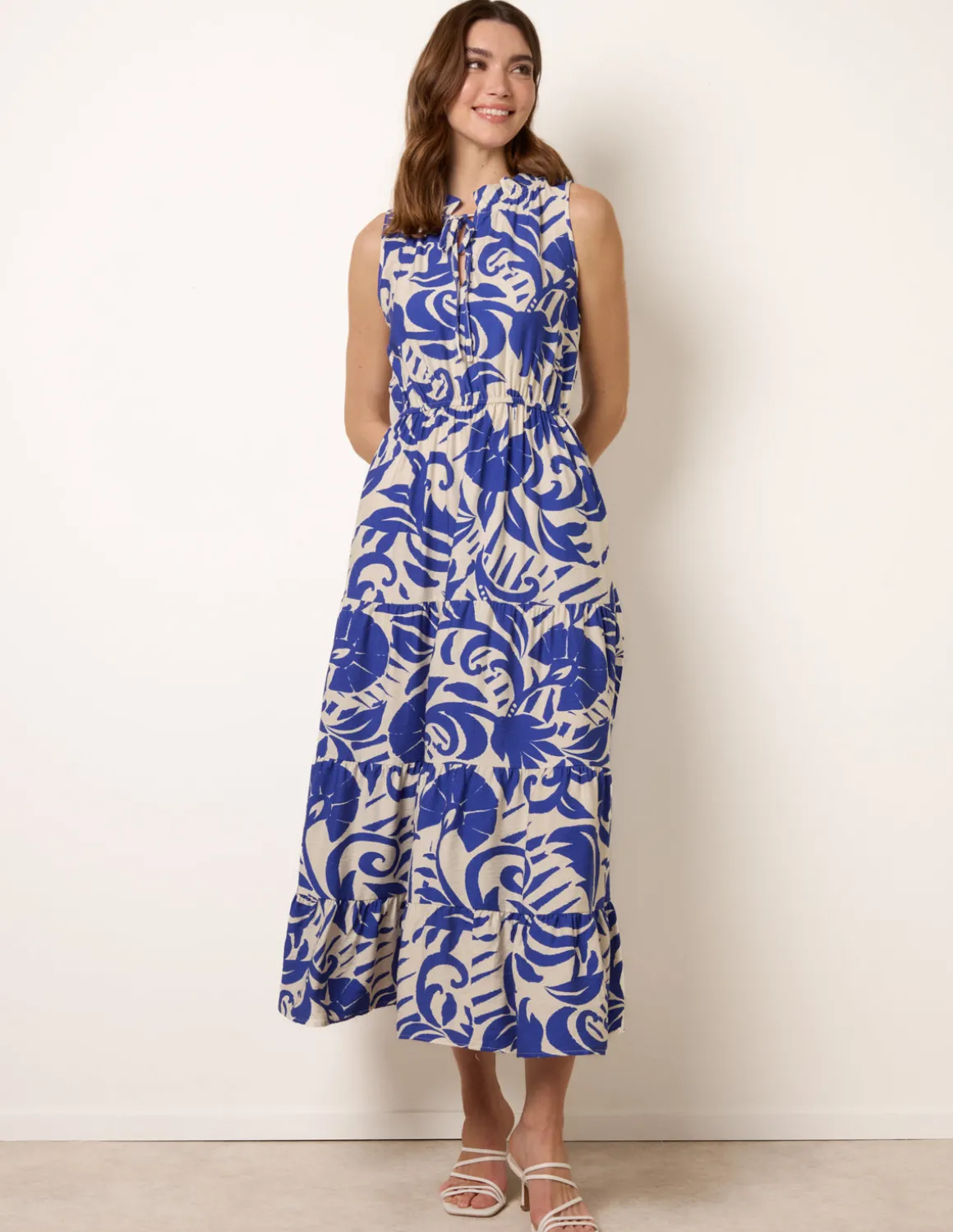 Topical Leaf Print Maxi Dress