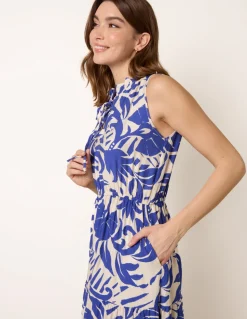 Topical Leaf Print Maxi Dress