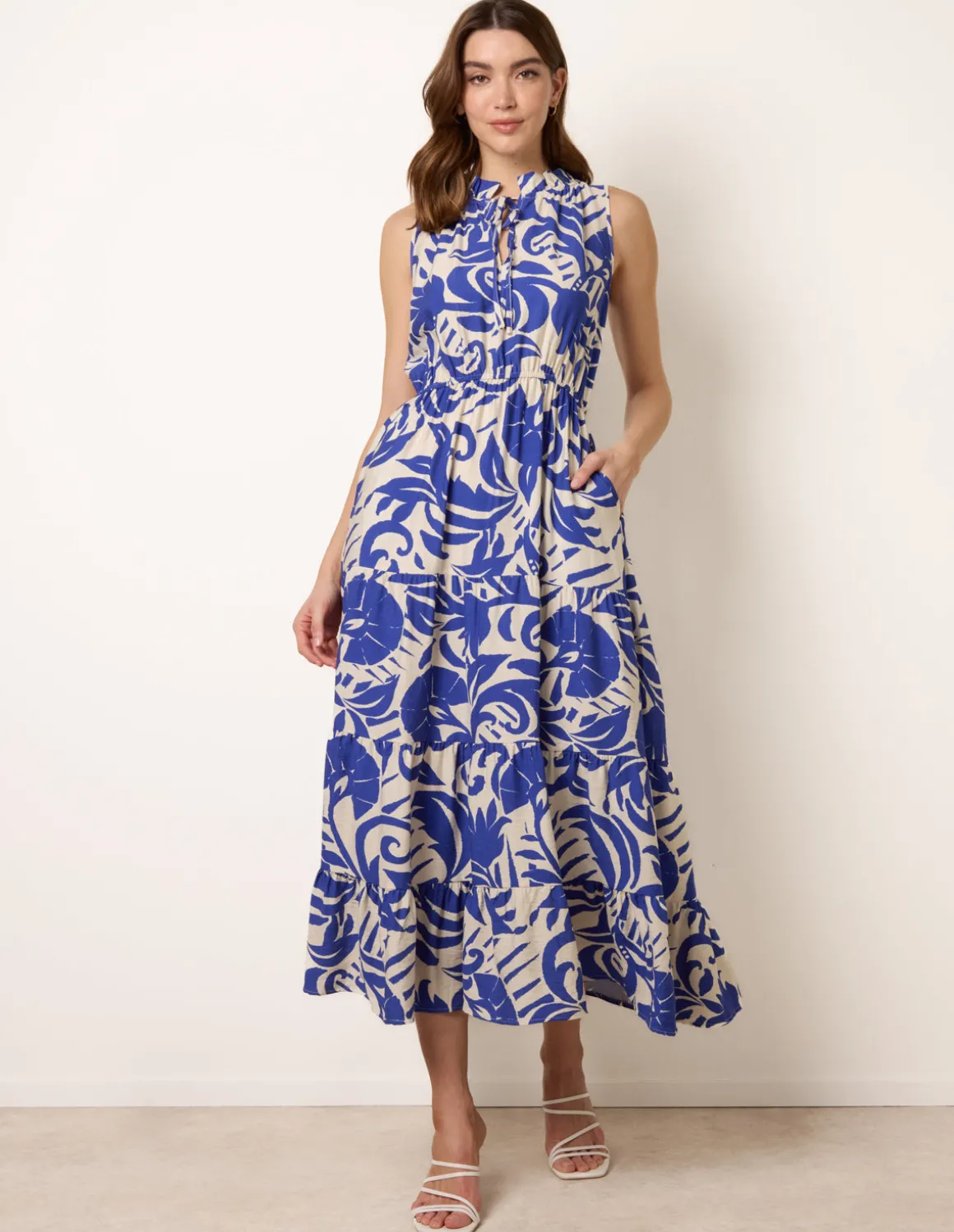 Topical Leaf Print Maxi Dress