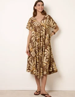 Topical Print Kimono Style Oversized Dress