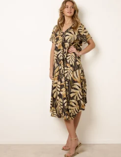 Topical Print Kimono Style Oversized Dress