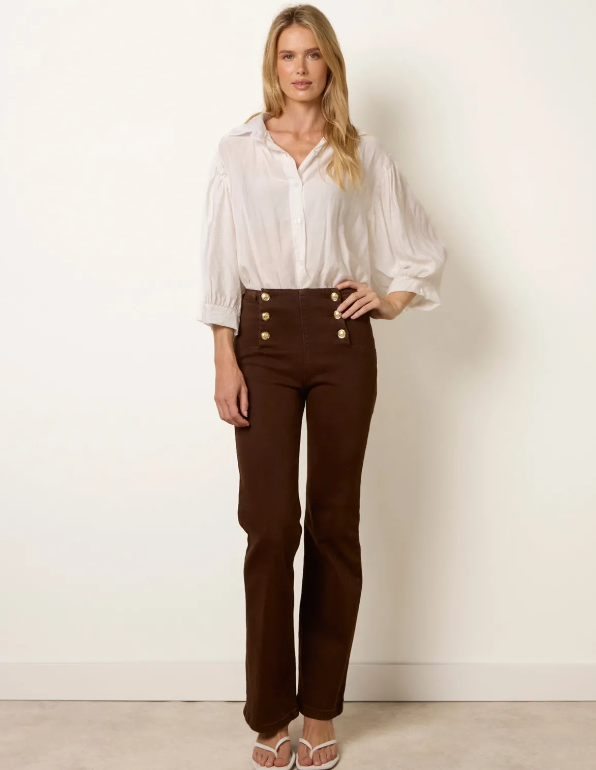Triple Button Front Jeans