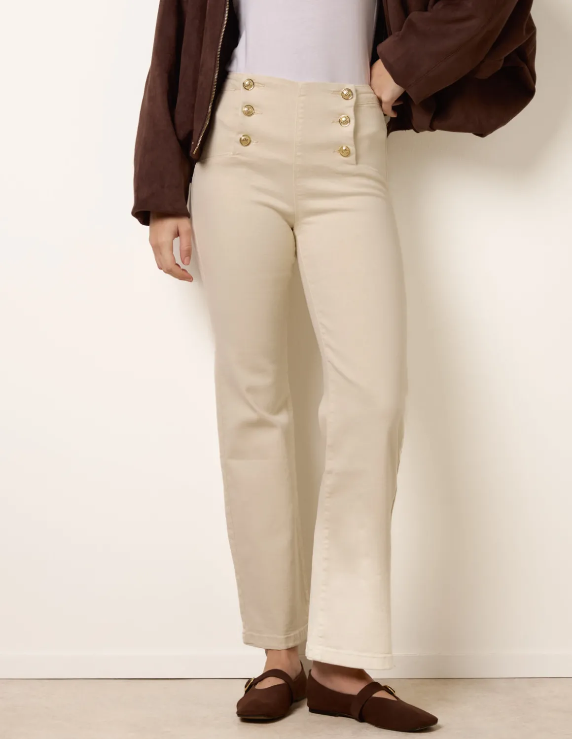 Triple Button Front Jeans