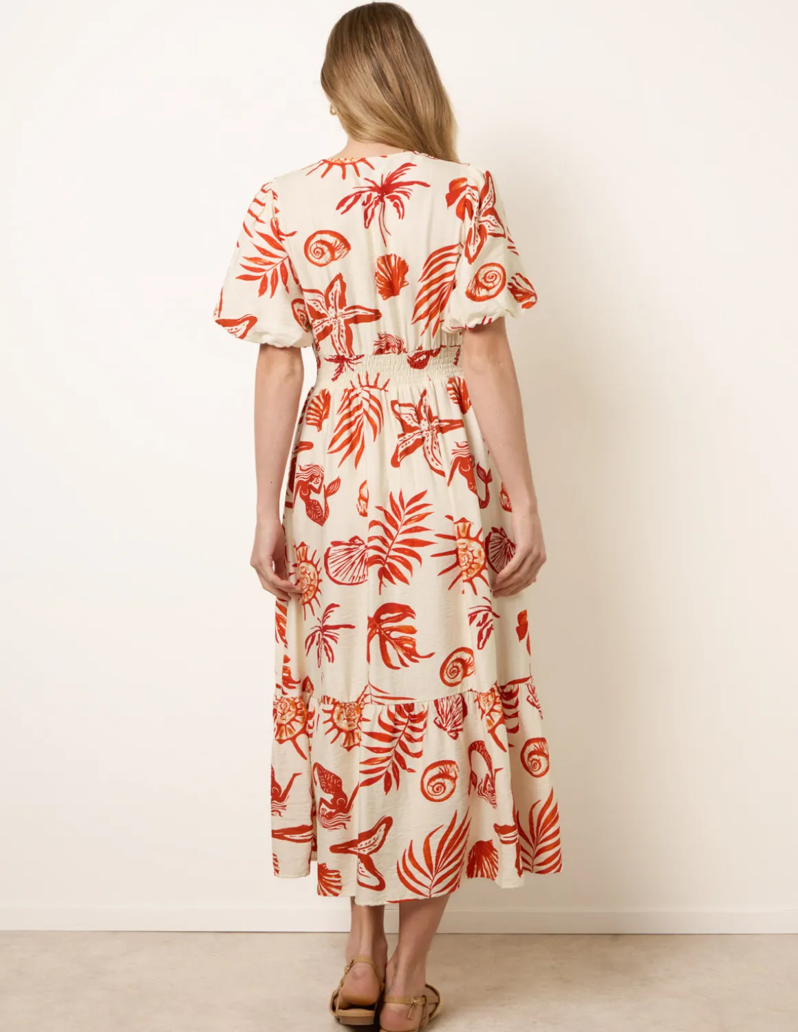 Tropical Button Through Midi Dress