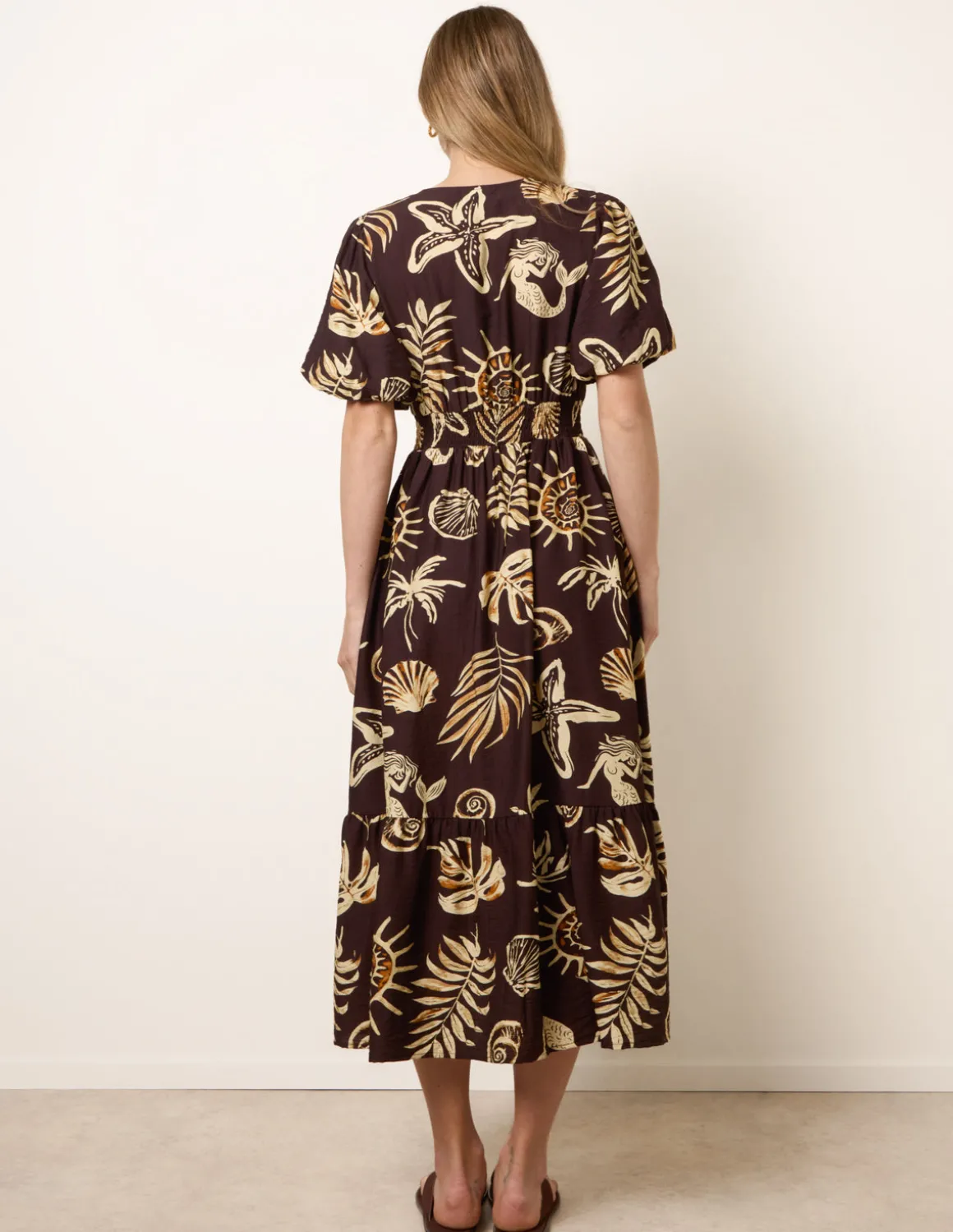 Tropical Button Through Midi Dress