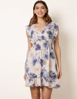 Tropical Dress With Leaf Print