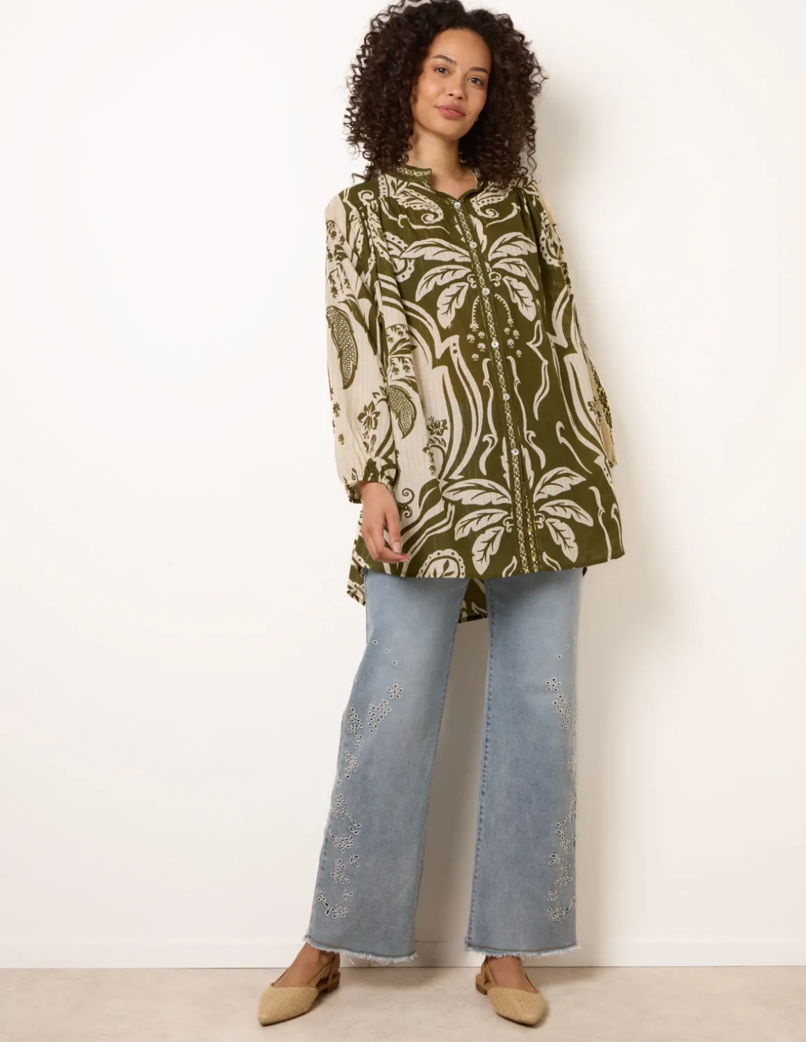 Tropical Metallic Oversized Shirt