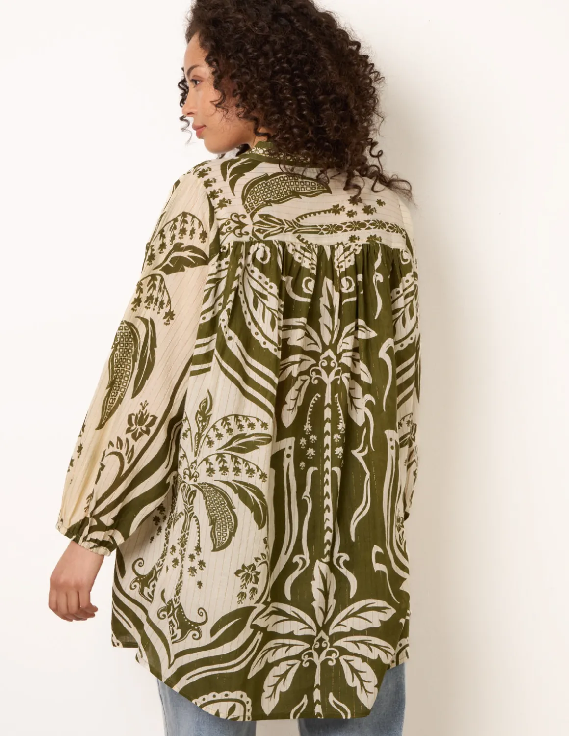 Tropical Metallic Oversized Shirt