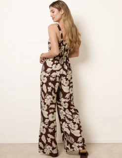 Tropical Tie Front Jumpsuit