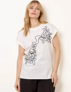 T-Shirt With Floral Embroidery
