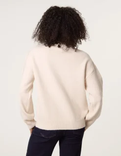 Turtle Neck Shoulder Brooch Detailed Jumper