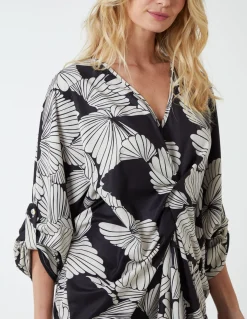 Twist Front Floral Print Tunic
