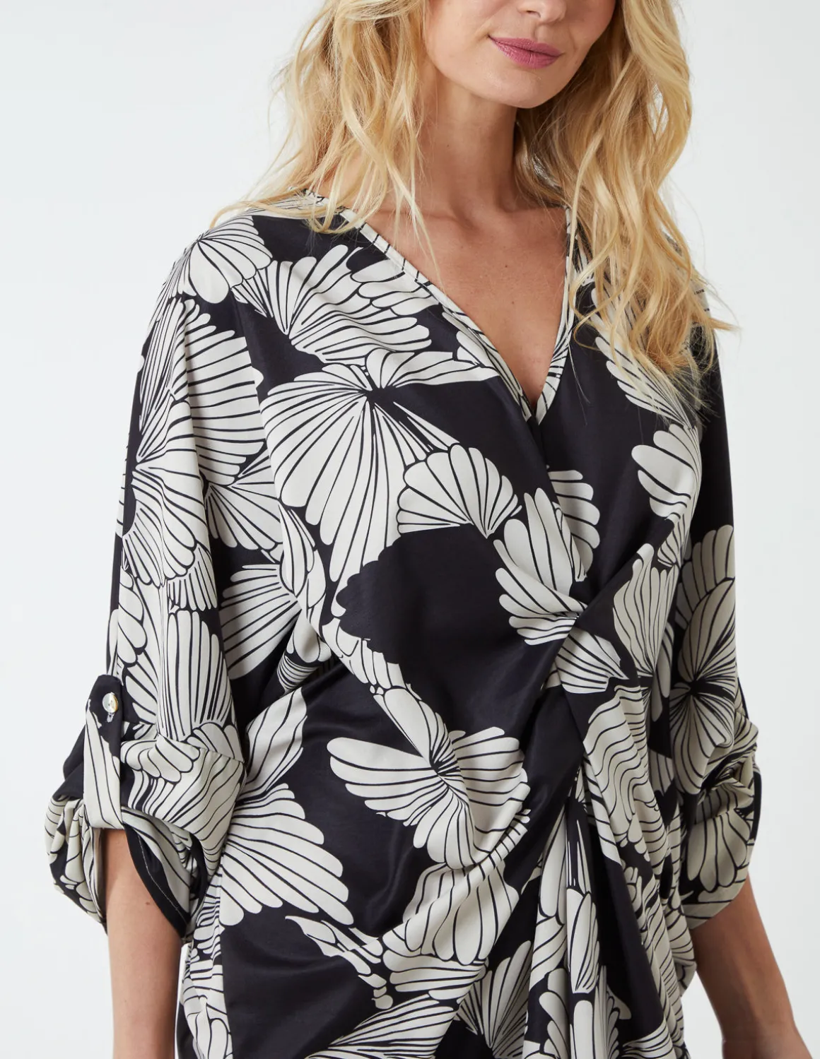 Twist Front Floral Print Tunic