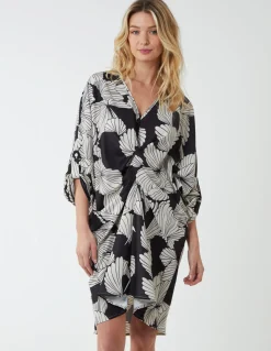 Twist Front Floral Print Tunic