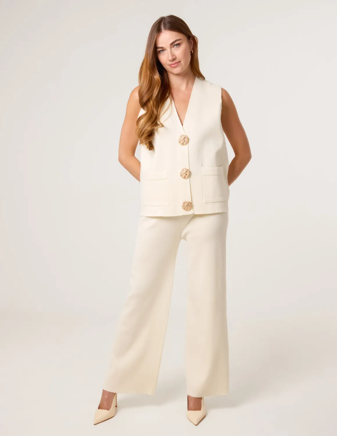 Two -Piece Set With Gold Button Details