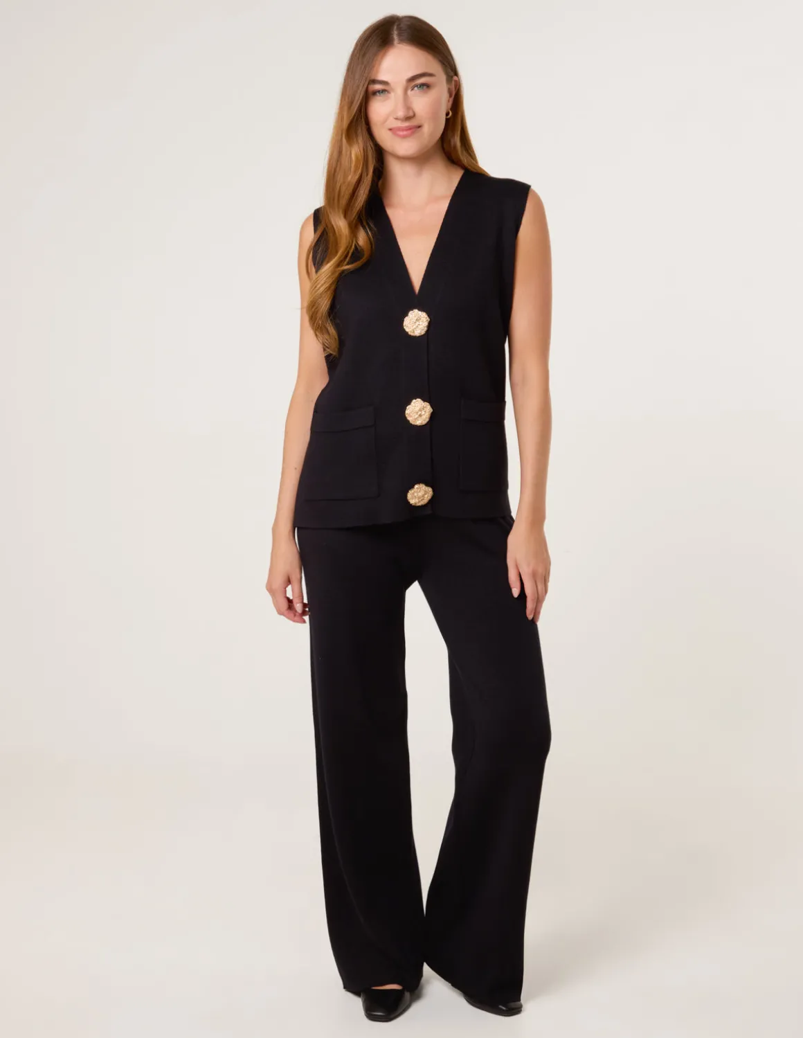 Two-Piece Set With Gold Button Details
