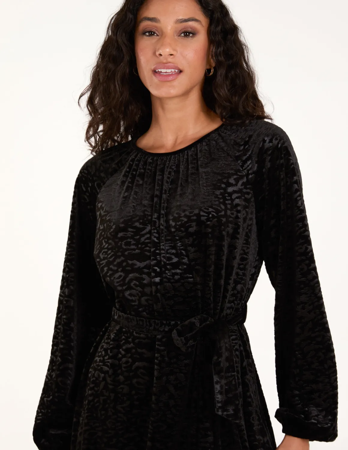 Velvet Belted Swing Dress